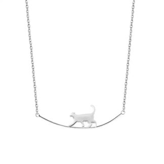 collier chat argent femme