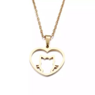 collier chat en forme de coeur