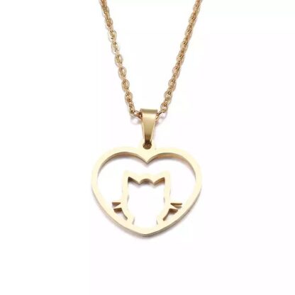 collier chat en forme de coeur