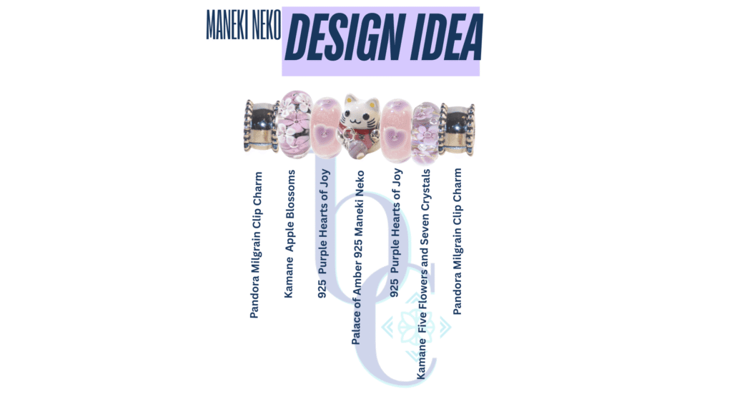 Bijoux Chat's Charmstack Visualizer© Diagram with the charms used in the Fast Flash post bangles that helps readers locate the charms used in the post if they'd like to purchase them and style their own designs. This diagram shows my favorite design With Whimsical Cat Charm Bracelet Styling