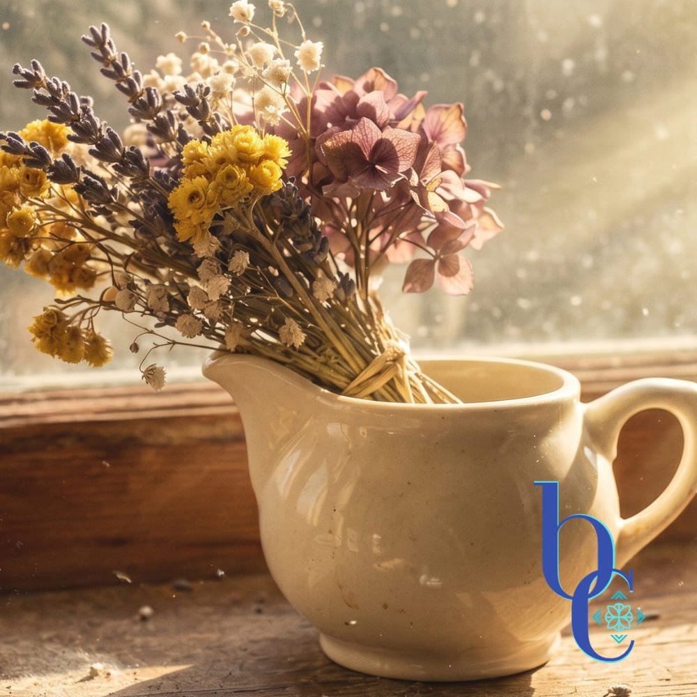 A custom AI generated floral vignette created by a prompt from Bijoux Chat's blog owner, Diana for the enrichment of the post.